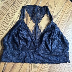 DIP Women's Black Modal Lace Lined Wireless Pull On Racerback Bralette Bra 2X